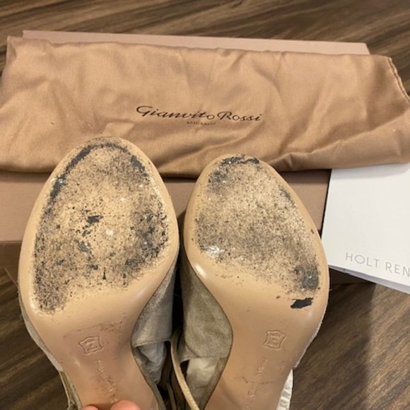 Gianvito Rossi Beige Nude Suede Lace Camoscio Peep Heels Boots Booties SZ 35 5 - Picture 4 of 6